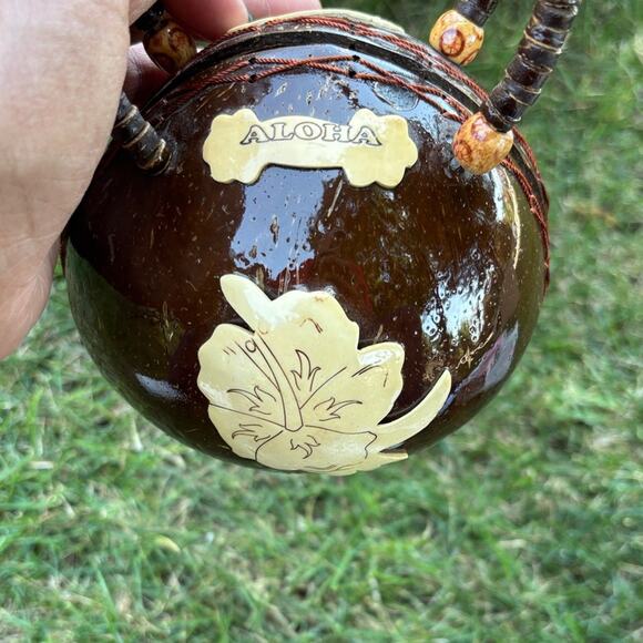 Vintage Hawaiian Coconut Shell Purse Handbag Aloha Tiki Island Style - Picture 3 of 10